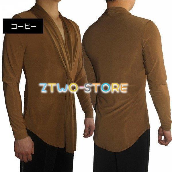 【単品】トップス 社交ダンス衣装 ブラック 競技用 メンズラテンシャツ 男性用 ダンスウェア 練習着 ラテン ルンバ チャチャチャ 発表会 | ブランド登録なし | 01
