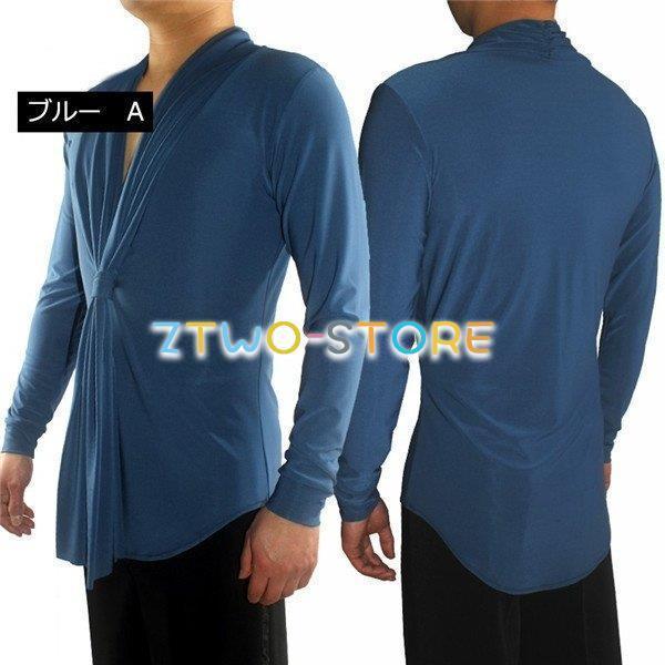 【単品】トップス 社交ダンス衣装 ブラック 競技用 メンズラテンシャツ 男性用 ダンスウェア 練習着 ラテン ルンバ チャチャチャ 発表会 | ブランド登録なし | 02