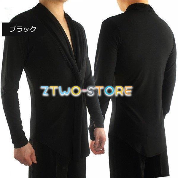 【単品】トップス 社交ダンス衣装 ブラック 競技用 メンズラテンシャツ 男性用 ダンスウェア 練習着 ラテン ルンバ チャチャチャ 発表会 | ブランド登録なし | 06