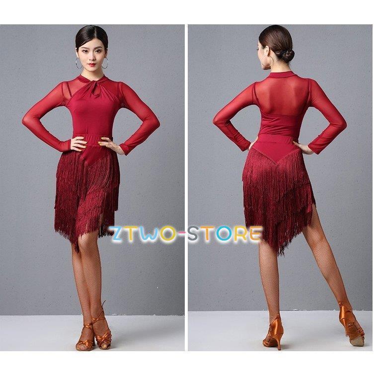 ラテンドレス赤 社交ダンスラテンドレス オーダードレス レッド 赤 真紅 サテン