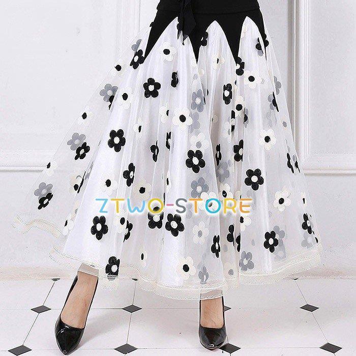 社交ダンス スカート（単品）豪華モダンなスカート インターナショナルダンス ダンス服 花柄 ラテン 舞台服 ワルツ 大きい裾 モダン 練習着_6