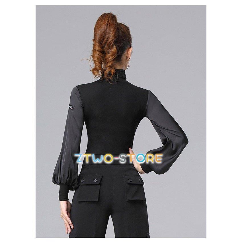 社交ダンス トップス 女性 ダンスウェア 上着 長袖 競技着 モダン