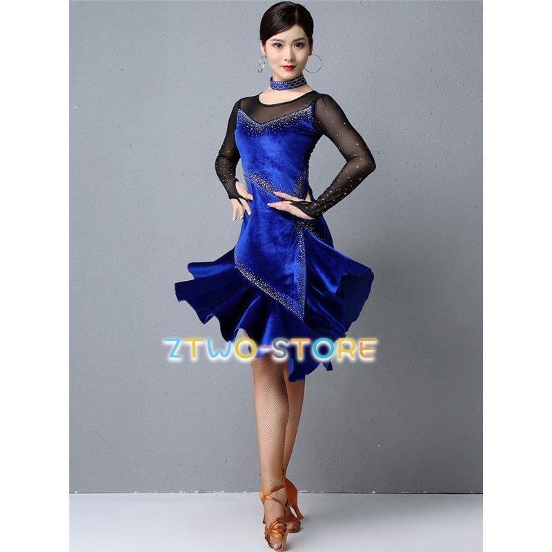 【日本製 社交ダンス衣装】ブルー SEKINE ラテン ドレス ワンピース 青 日本製 社交ダンス衣装】ブルー SEKINE ラテン ドレス