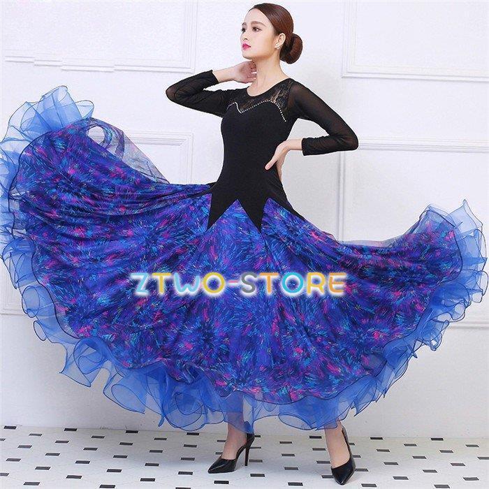 ダンスドレス 黒と紫 花柄 送料無料2〜4日後到着 社交ダンス