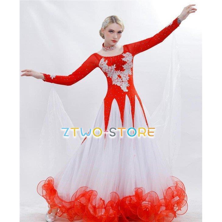 社交ダンス モダンドレス ラテンドレス ラテン衣装 社交ダンスドレス 大きい裾 S~3XL ダンス衣装 ダンス発表会 競技着 練習着 演出用
