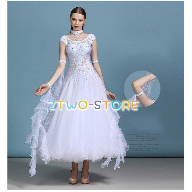 ダンス衣装 社交ダンス モダンドレス ダンス発表会 大きい裾 豪華な