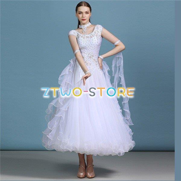 ダンス衣装 社交ダンス モダンドレス ダンス発表会 大きい裾