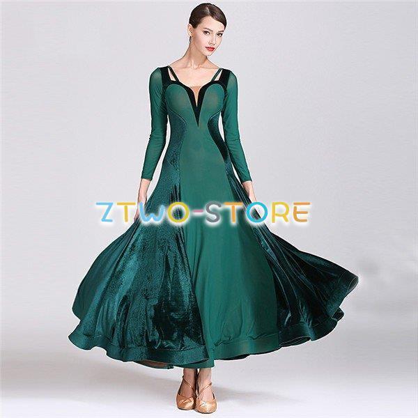 社交ダンス モダンドレス ダンス発表会 大きい裾 スタンダードドレス