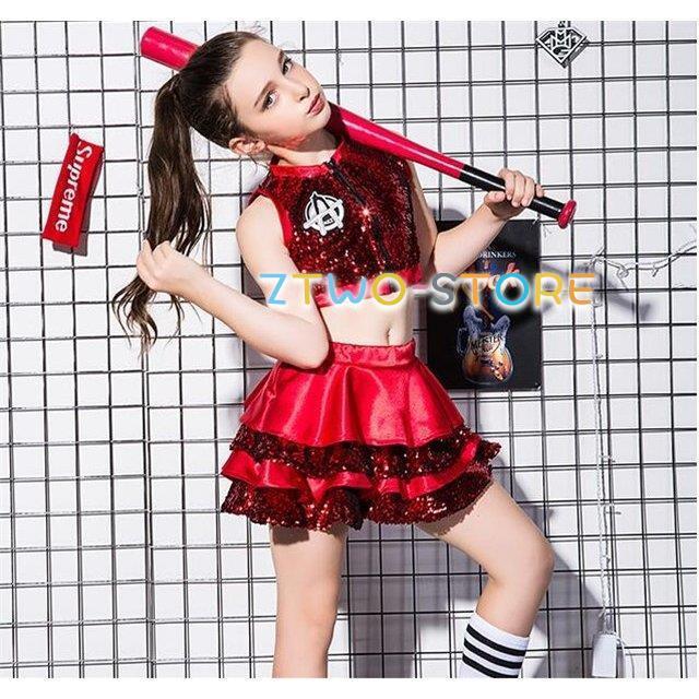 キッズ ダンス衣装 スパンコール キラキラ セットアップ チア