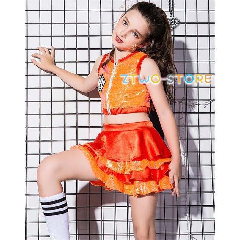 キッズ ダンス衣装 スパンコール キラキラ セットアップ チア