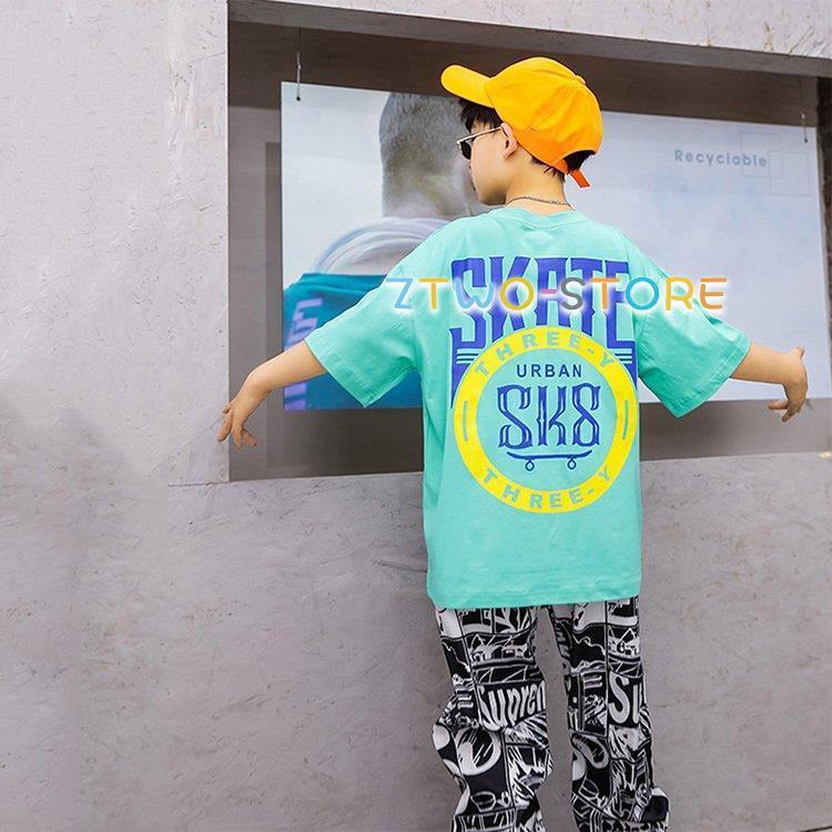 キッズダンス衣装 トップス セットアップ  tシャツ ビッグシルエット ショート丈 迷彩パンツ ヒップホップ ジュニア 男の子 女の子 韓国 発表会 演出服｜ztwo-store｜08