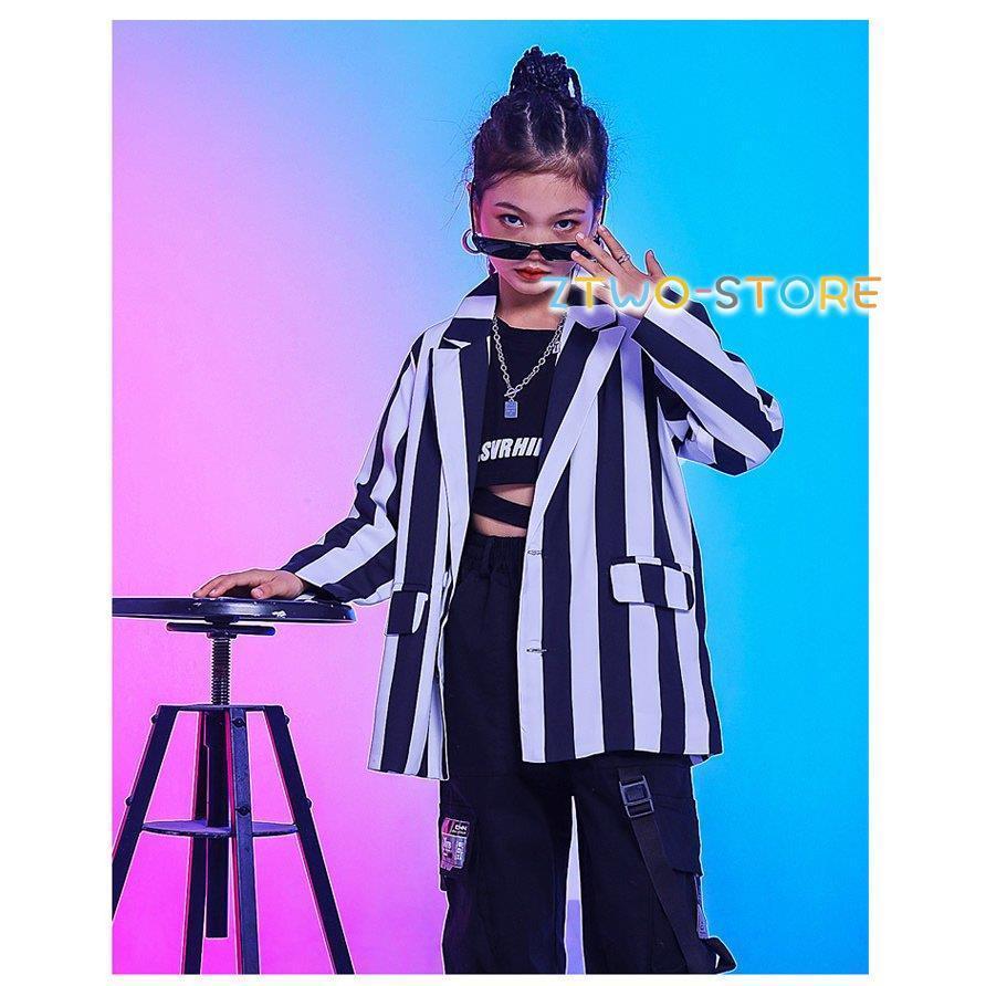 キッズ ダンス衣装 黒 白 ジャケット タンクトップ パンツ ヒップホップ 長袖 男の子 女の子 カッコイイ 韓国 ストライプ 子供 団体服 発表会 演出服 110 180cm Ztwo0125 Wdf50 Z2ストア 通販 Yahoo ショッピング