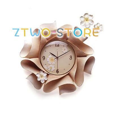 祝い 壁掛け時計 陶 可愛い 新居 花型 パープル 時計 クロック