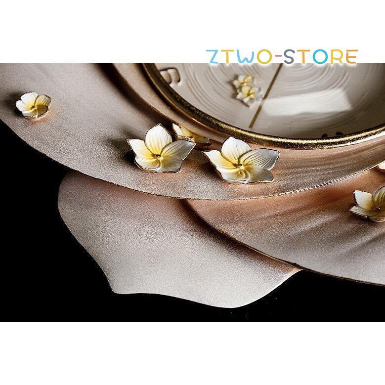 可愛い 新居 花型 ピンク 祝い 壁掛け時計 陶 引越し プレゼント