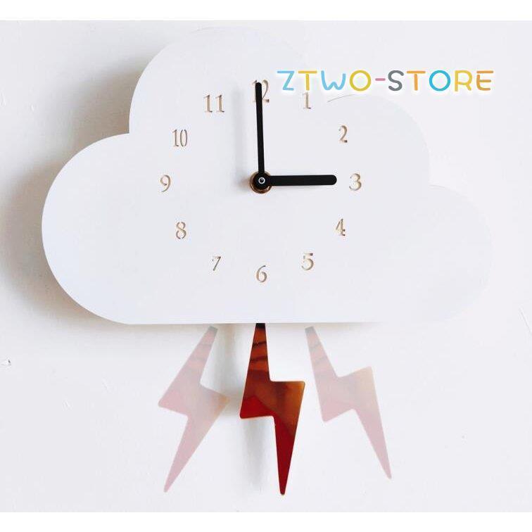 掛け 新居 シンプル 非電波 壁掛け時計 木製 アクリル 雲型時計 振り子時計 新築 祝い 引越し 子ども 子供用 可愛い 北欧風 プレゼント clock｜ztwo-store｜04