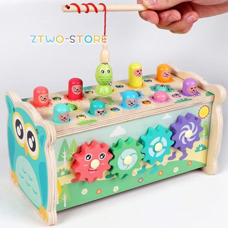 知育玩具 木製 積み木 磁石 釣り 幼児槌で打つネズミ 打楽器 赤ちゃん