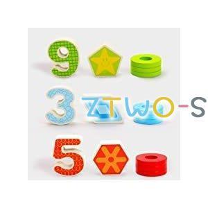 木製パズル 5in1 数字認知 色の認識 形の認知 立体パズル 釣りおもちゃ