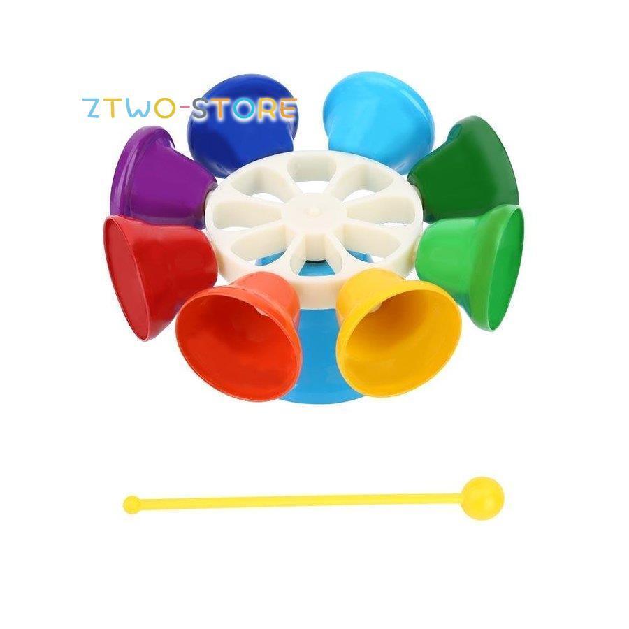 ハンドベル 8音 鈴 スティック付き カラフル 無毒 子供用打楽器セット