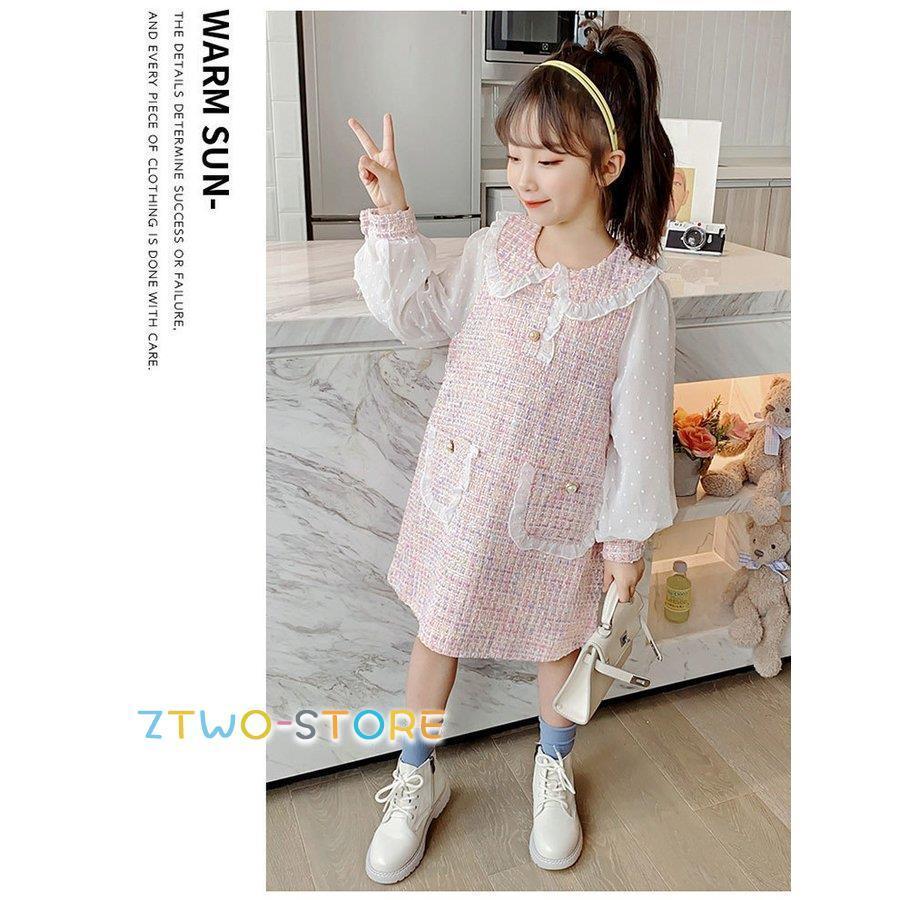 ワンピース フォーマル  発表会 日常服 ドレス 長袖入学式 子供 ドレス 女の子 韓国風 レイヤード風 ジュニア キッズ 卒園式 ドレス ピアノ 発表会 レース | ブランド登録なし | 10