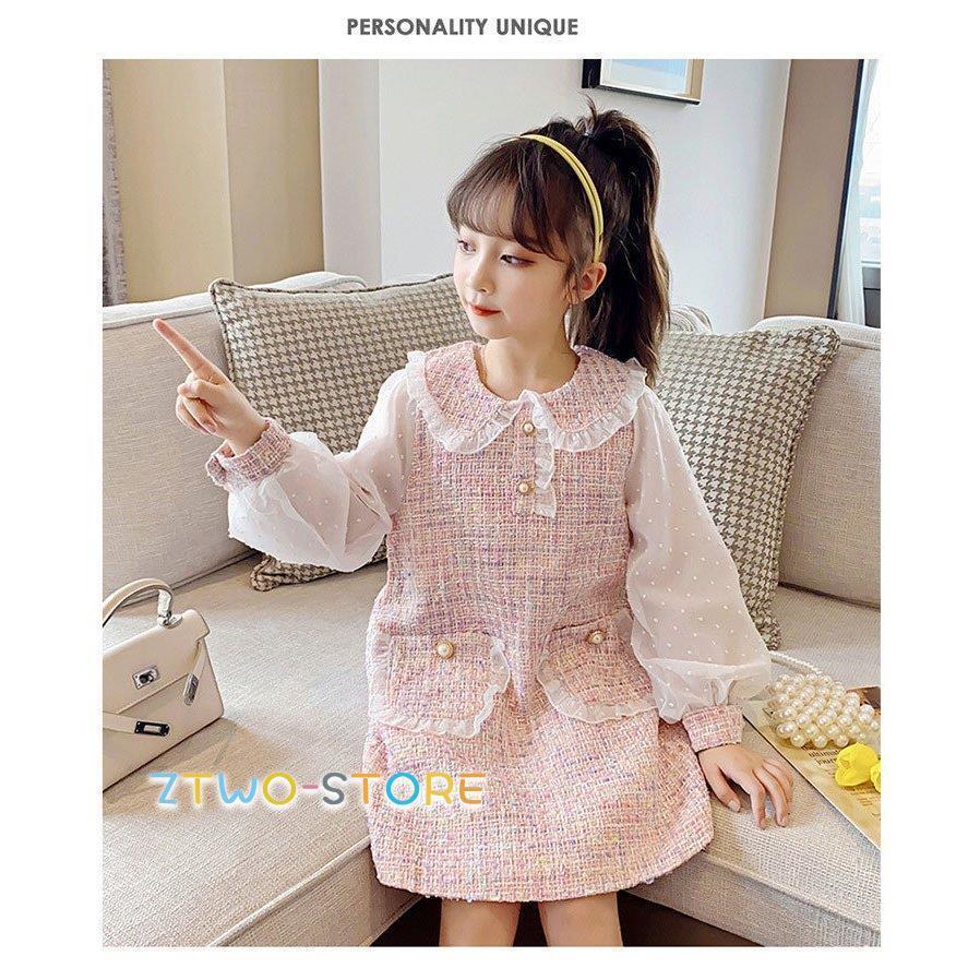 ワンピース フォーマル  発表会 日常服 ドレス 長袖入学式 子供 ドレス 女の子 韓国風 レイヤード風 ジュニア キッズ 卒園式 ドレス ピアノ 発表会 レース | ブランド登録なし | 11