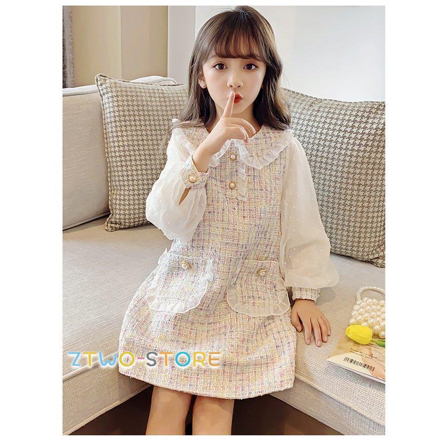 ワンピース フォーマル  発表会 日常服 ドレス 長袖入学式 子供 ドレス 女の子 韓国風 レイヤード風 ジュニア キッズ 卒園式 ドレス ピアノ 発表会 レース | ブランド登録なし | 06