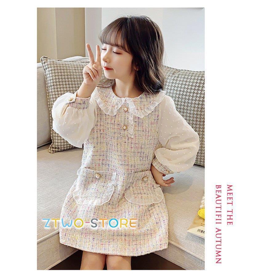 ワンピース フォーマル  発表会 日常服 ドレス 長袖入学式 子供 ドレス 女の子 韓国風 レイヤード風 ジュニア キッズ 卒園式 ドレス ピアノ 発表会 レース | ブランド登録なし | 07