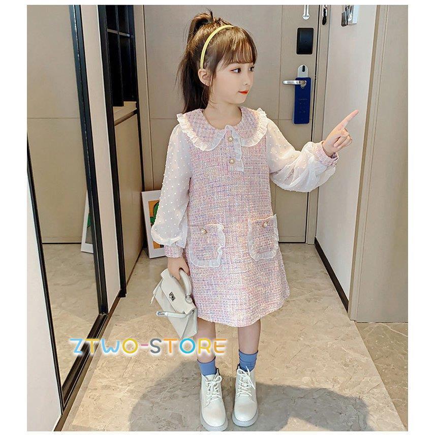 ワンピース フォーマル  発表会 日常服 ドレス 長袖入学式 子供 ドレス 女の子 韓国風 レイヤード風 ジュニア キッズ 卒園式 ドレス ピアノ 発表会 レース | ブランド登録なし | 09
