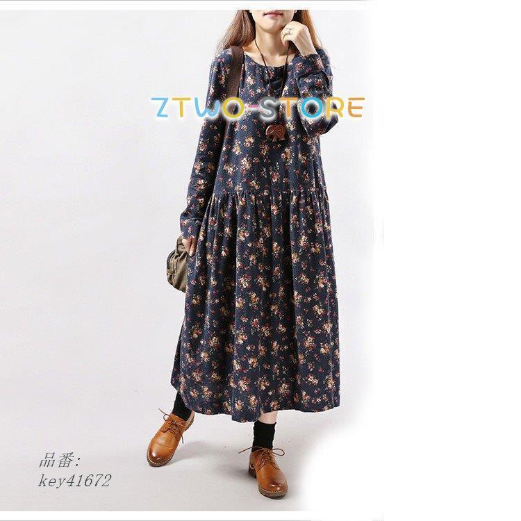 ロングワンピース 秋 長袖 ママ 30代 可愛い 旅 通勤 40代 花柄 Ol 体型カバー レデイースワンピース 着痩せ Aライン おしゃれ 綿麻混ワンピース Ztwo0216 Lyq39 Z2ストア 通販 Yahoo ショッピング