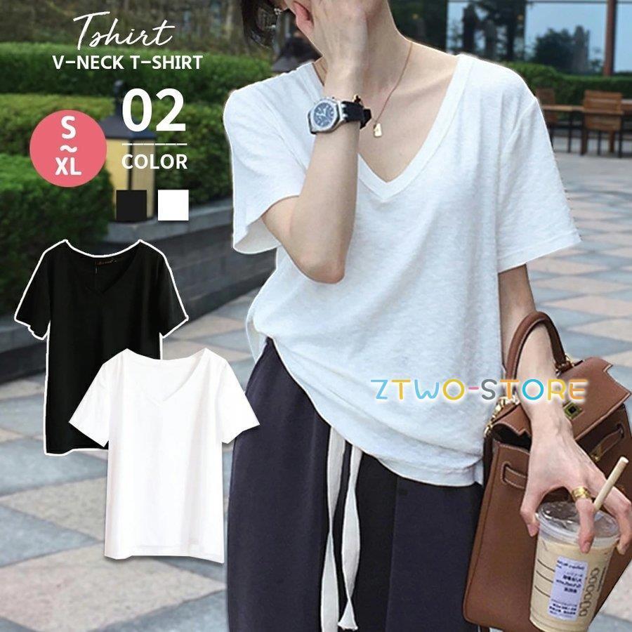 Tシャツ レディース 半袖 Vネック ゆったり 夏 カットソー ルームウェア 部屋着 インナー 肌着 綿 大きいサイズ 大きめ ゆる おしゃれ 無地 Ztwo0315 Jx60 Z2ストア 通販 Yahoo ショッピング