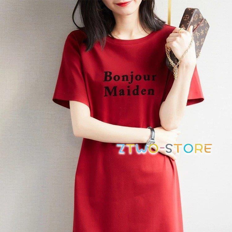 tシャツワンピース 膝丈 ロング tシャツ レディース 半袖
