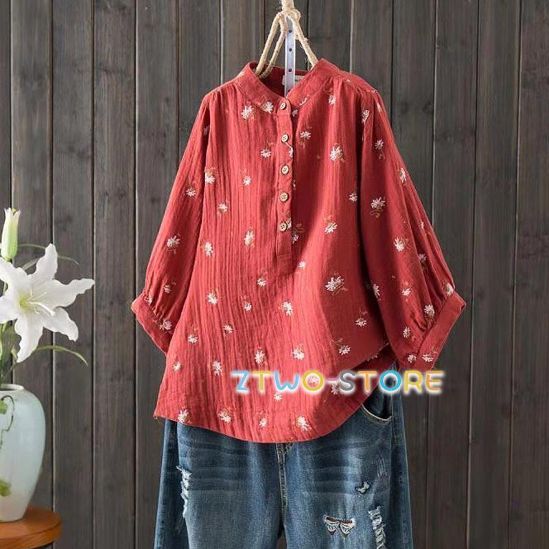 ブラウス トップス レディース 夏 シャツ 春 綿 40代 花柄