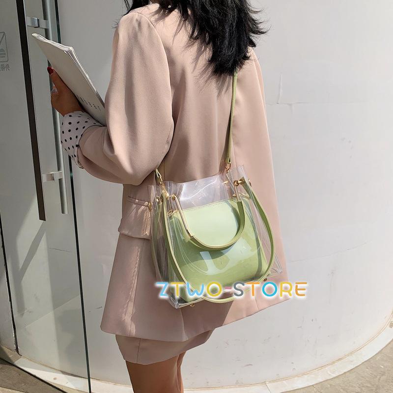 クリアバッグ Pu ポーチ付き ショルダーバッグ 透明バッグ ビーチバッグ トートバッグ おしゃれ Ztwo0315 St3 Z2ストア 通販 Yahoo ショッピング