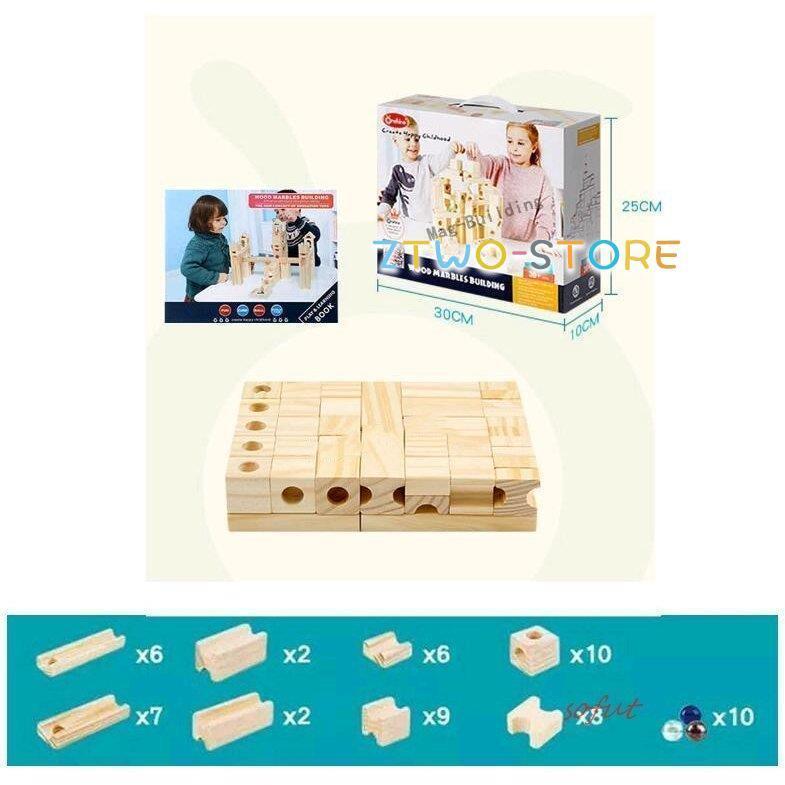 ピタゴラスイッチ 玉転がし 積み木 スロープ 木製 立体パズル 知育玩具
