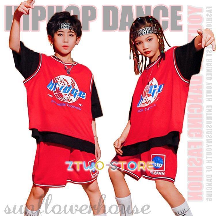 キッズ ダンス衣装 セットアップ バスケ服 ベスト 紫 緑 半袖 tシャツ 半パンツ イエロー 女の子 男の子 社交ダンス チアダンス 韓国 応援団 文化祭 hiphop｜ztwo-store