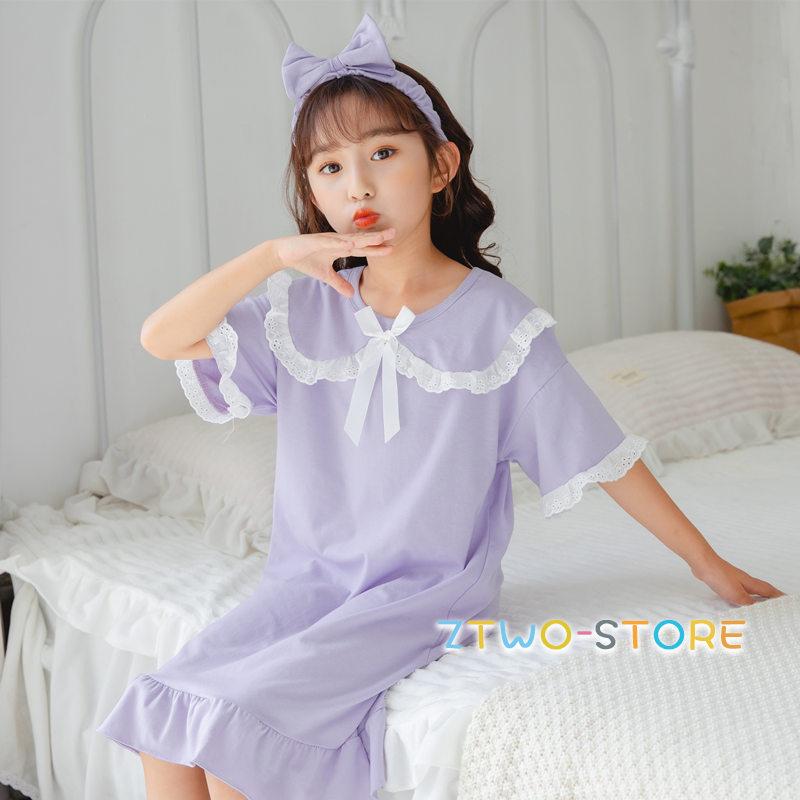 子供パジャマ ワンピース キッズ ジュニア 子供服 女の子 夏 薄手 半袖