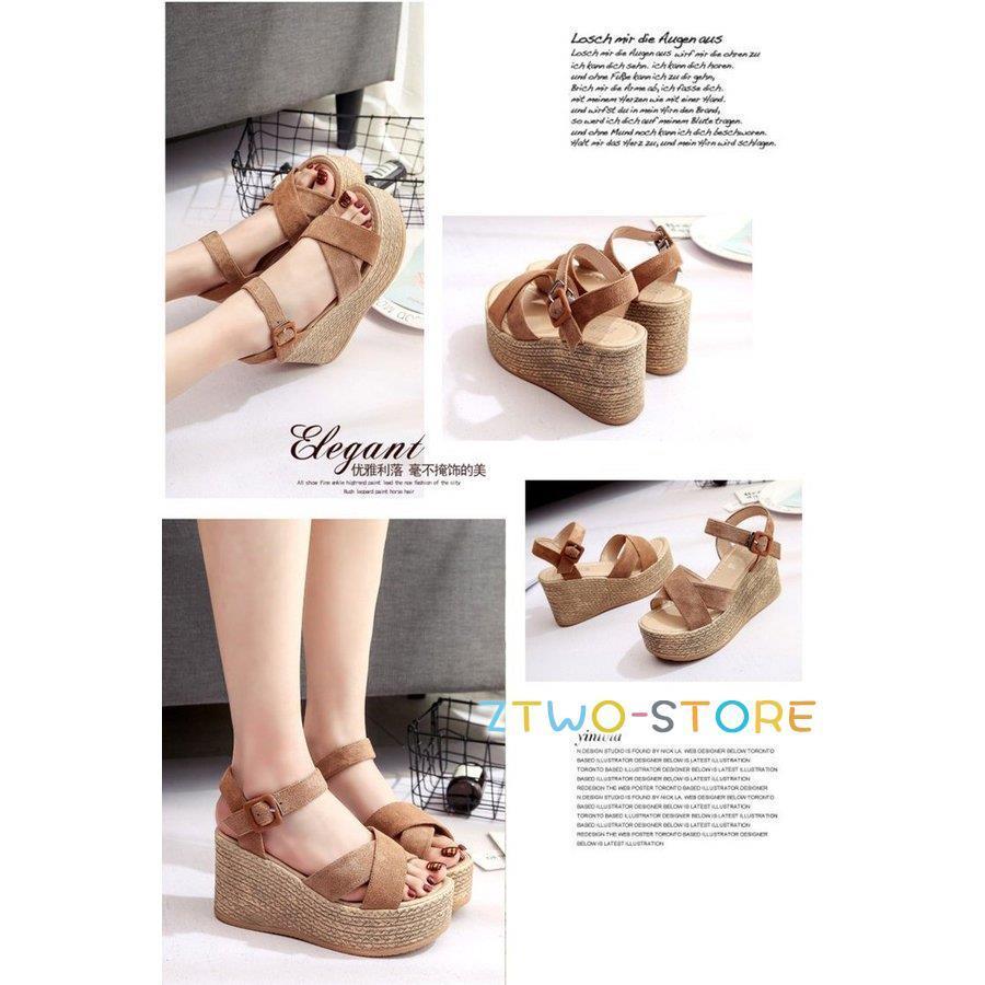 厚底 サンダル レディース スエード調 ウェッジソール コンフォート