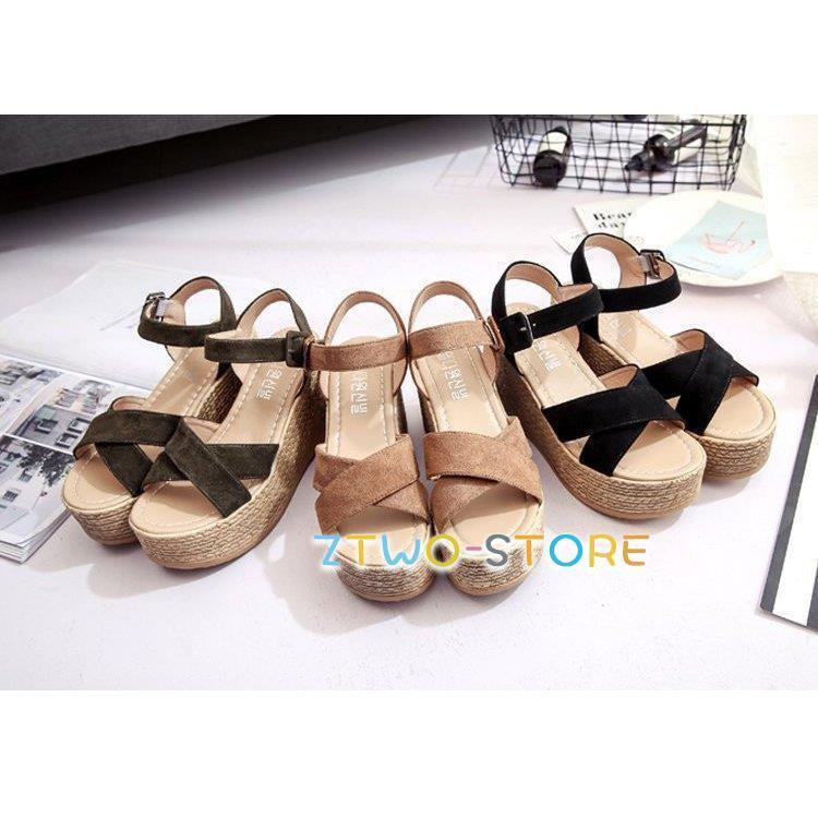 厚底 サンダル レディース スエード調 ウェッジソール コンフォート