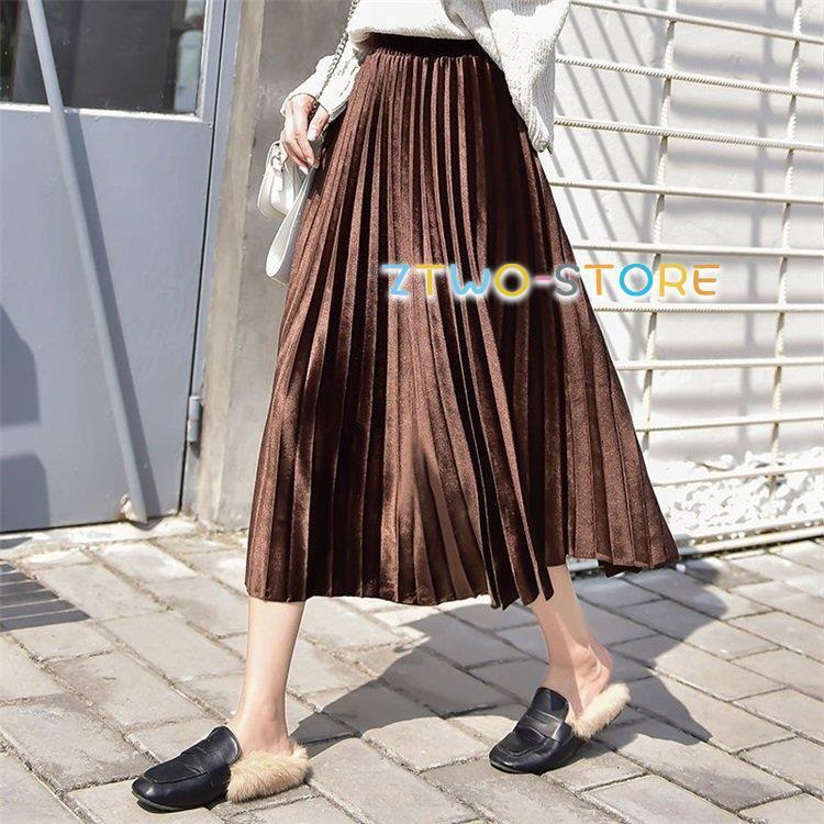 サテンスカート レディース 春 夏 プリーツスカート ロングスカート