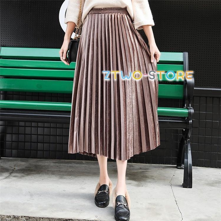 サテンスカート レディース 春 夏 プリーツスカート ロングスカート
