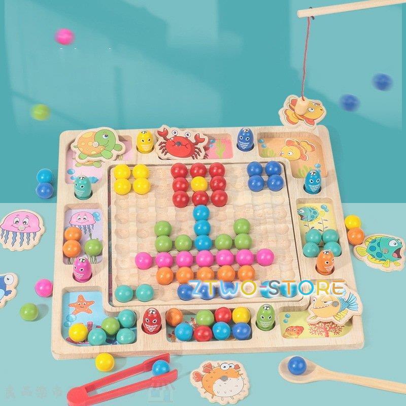 新品 積み木 おもちゃ 木製 知育玩具 さかな 魚 釣り ゲーム 早期教育