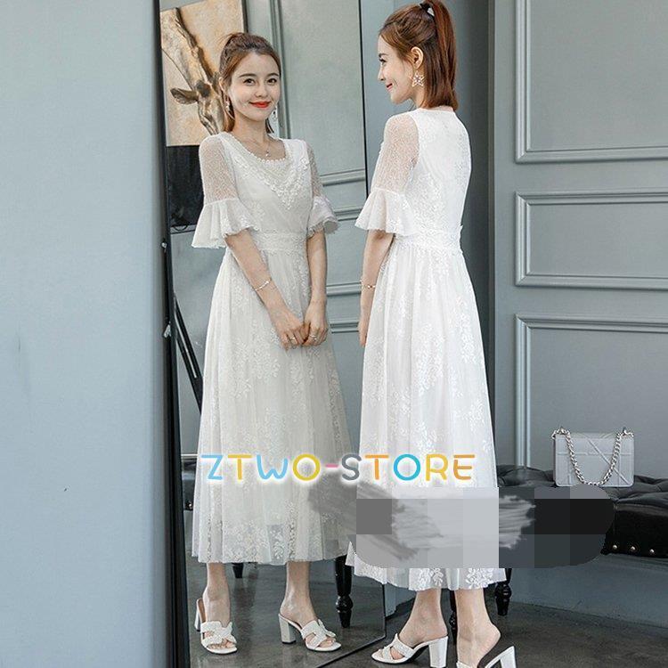 白ワンピース マキンワンピースレースワンピース レディース夏 ドレスパーティードレスロングドレス フレア袖 フォーマル 細身 結婚式 花嫁 二次会 披露宴 Ztwo0704 Ab106 Z2ストア 通販 Yahoo ショッピング