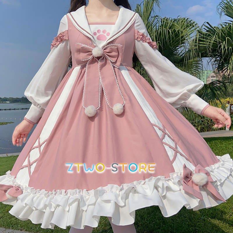 ワンピース ロリータ ワンピース 学院風 lolita ロングスカート 洋服  
