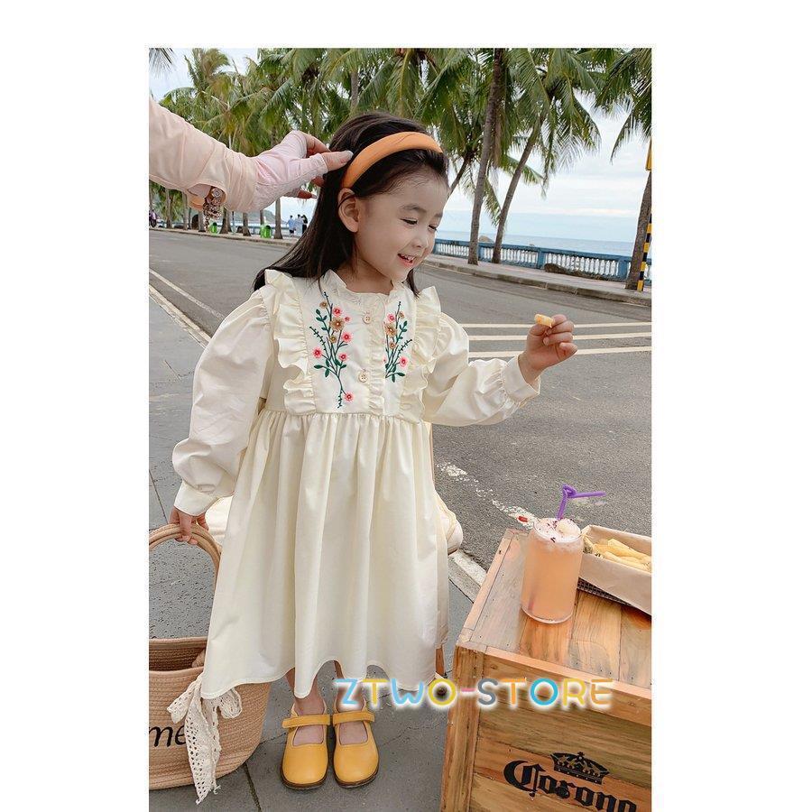 ママとお揃い ワンピース 長袖 刺繍ワンピ 子供服 キッズ