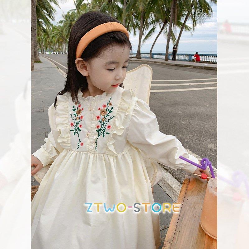 ママとお揃い ワンピース 長袖 刺繍ワンピ 子供服 キッズ レディース 