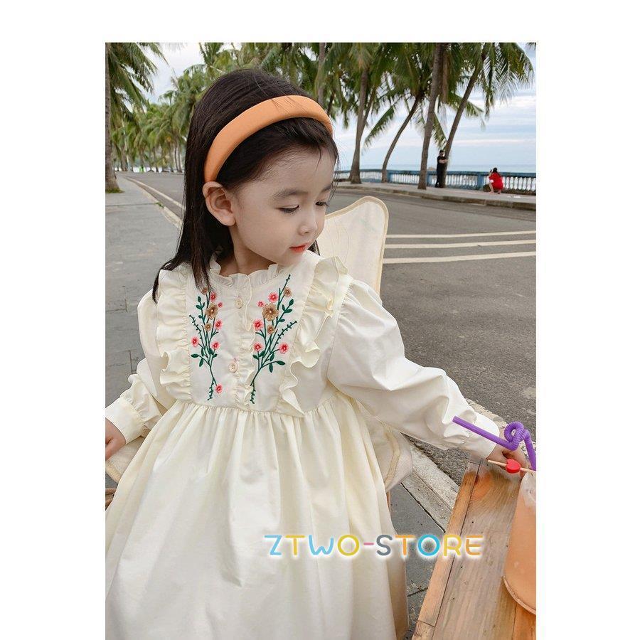 ママとお揃い ワンピース 長袖 刺繍ワンピ 子供服 キッズ