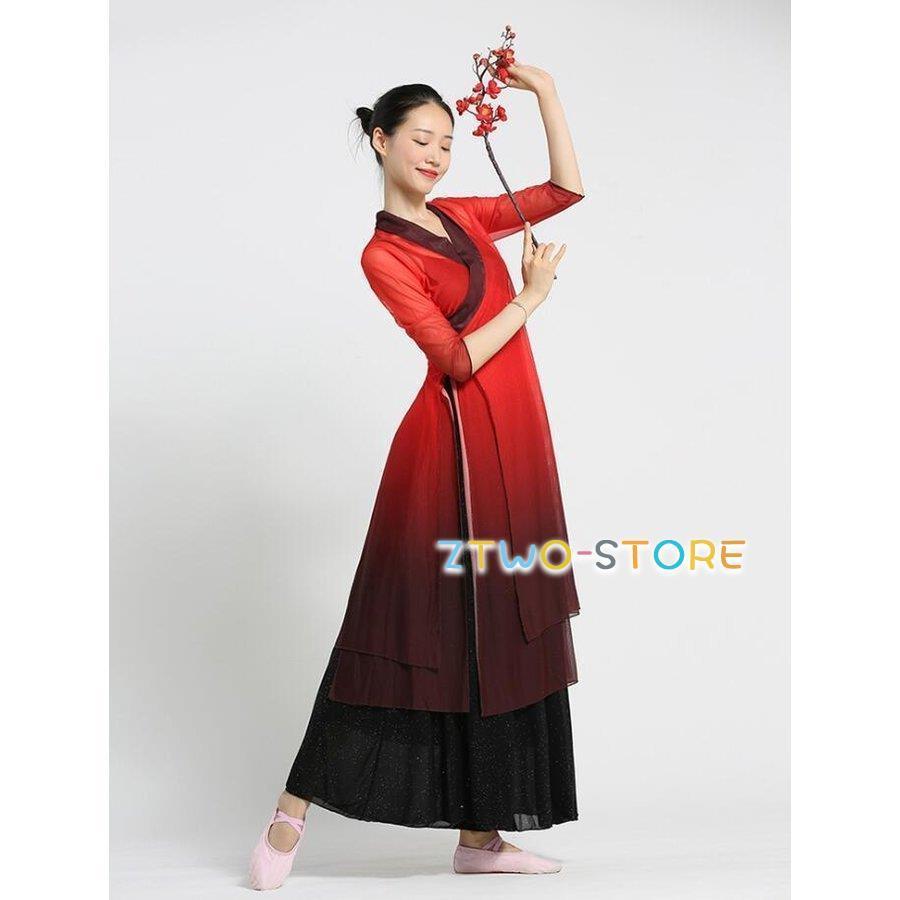 ダンスウエア 民族ダンス衣装 中国古典舞踊長袖 ブラウス 羽織 ガウチョパンツ　中華風バレエ衣装 モダンドレス ヨガ チャイナダンス練習着 | ブランド登録なし | 06