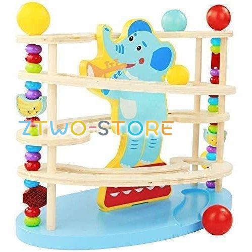 木製アニマル 積み木 知育玩具 アニマル スロープトイ コロコロ 玉