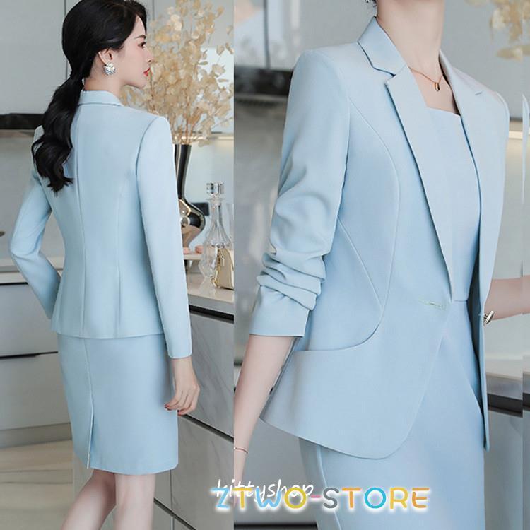 5カラー スーツ ワンピーススーツ レディース 2点セット 春 秋 通勤 OL