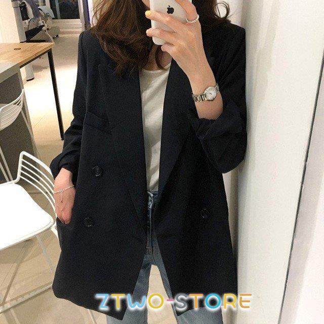 ブラック テーラードジャケット レディース 春 秋 スーツコート
