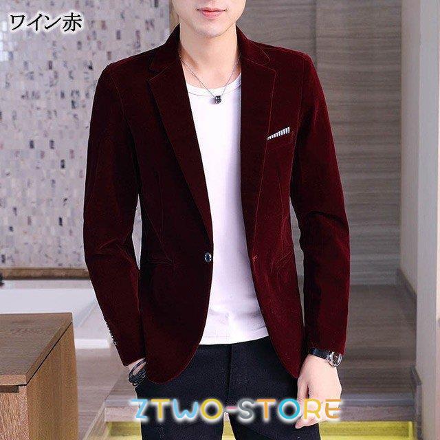 黒 テーラードジャケット メンズ ベロア ベルベット 高級 ブレザー